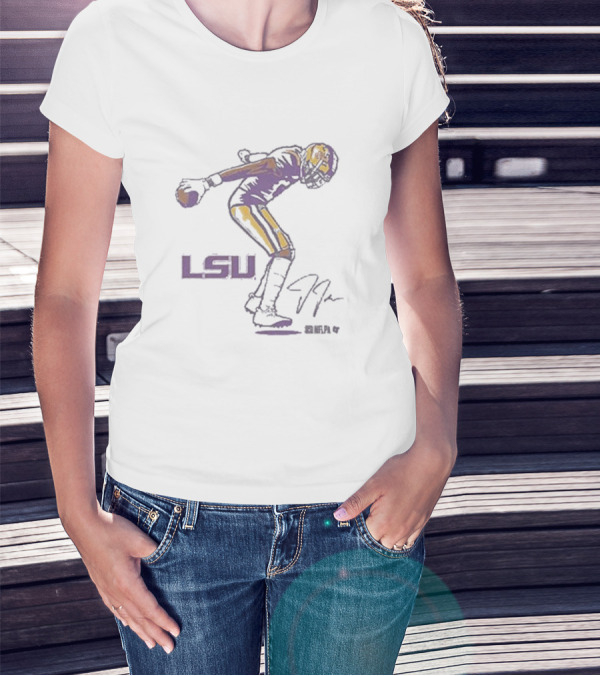 LSU Tigers Justin Jefferson NFL Superstar Pose Signature T-Shirt