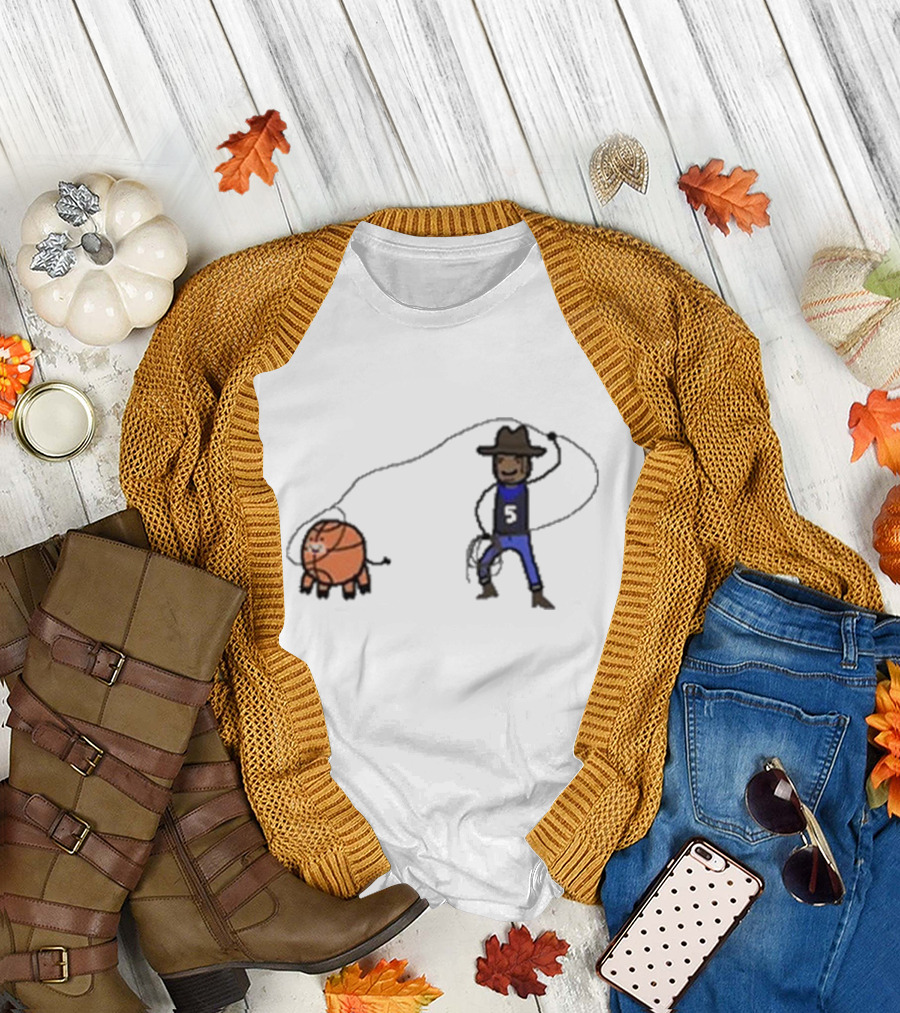 Paint Paolo Ranch-Ero Basketball Cowboy with Number Five T-Shirt