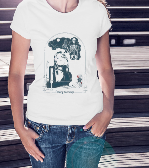 Young Summer Pabst Skeleton Night Sky Candles And Can T-Shirt