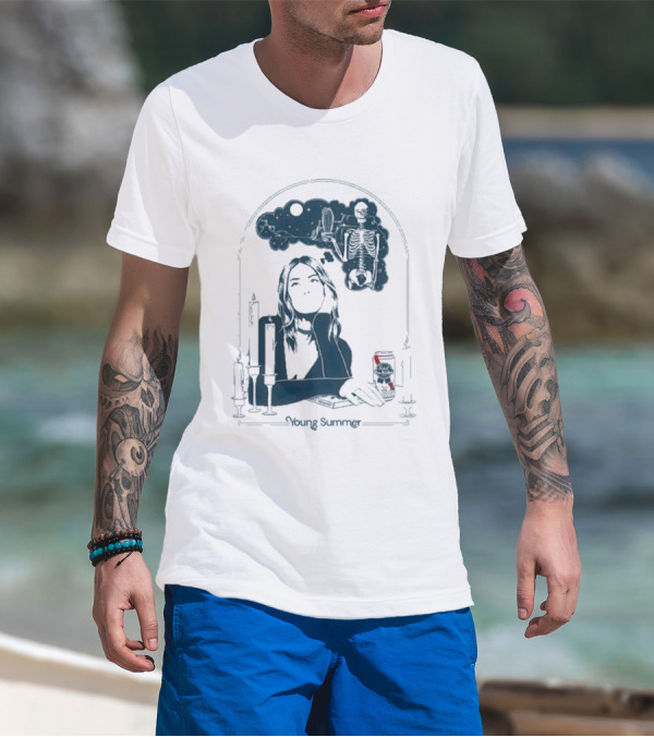 Young Summer Pabst Skeleton Night Sky Candles And Can T-Shirt