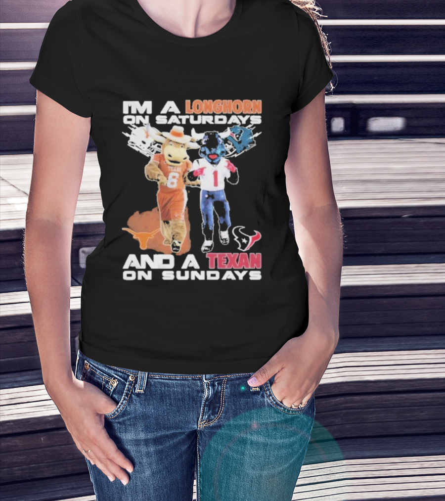Longhorn On Saturdays Texan On Sundays Football Fan T-Shirt