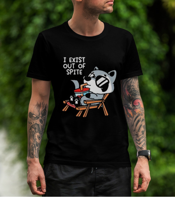 I Exist Out Of Spite Relaxing Raccoon With Sunglasses T-Shirt