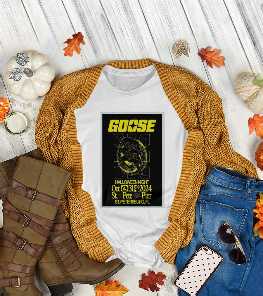 Goose Halloween Night Oct 31 2024 St Pete Pier St Petersburg FL Yellow Cosmic T-Shirt