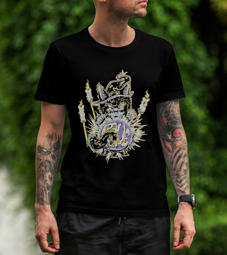 Shadow Wizard Karma Cat With Mystic Candles And Rave Sphere T-Shirt
