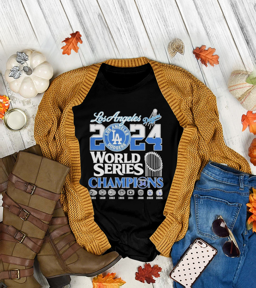 Los Angeles Dodgers 2024 World Series Champions 8X Ring Winning Seasons 34 Fernando Valenzuela T-Shirt