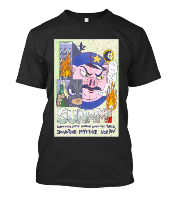 Sunami Creeping Death Ingrown Anxious Noma Torena San Antonio Paper Tiger Nov 3 2024 Tour T-Shirt