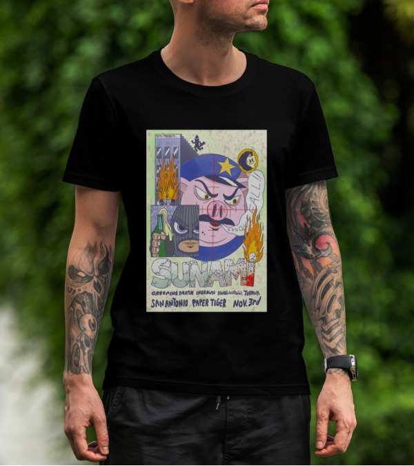 Sunami Creeping Death Ingrown Anxious Noma Torena San Antonio Paper Tiger Nov 3 2024 Tour T-Shirt