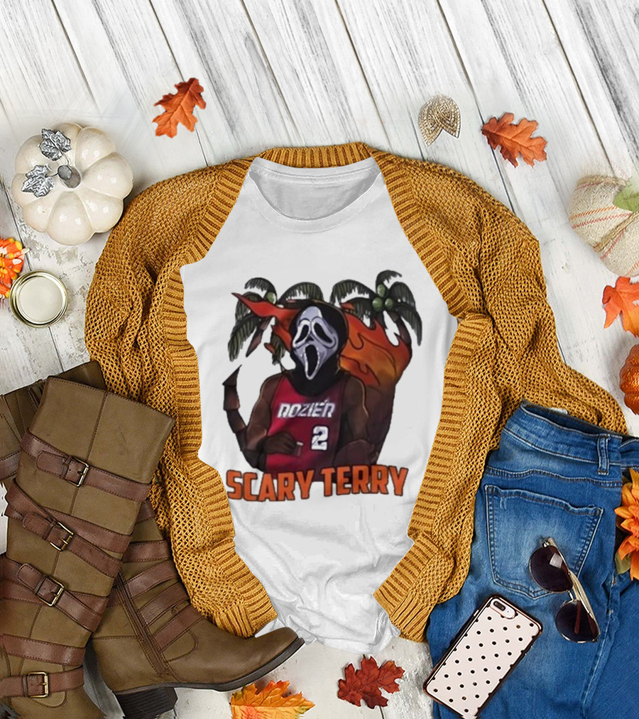 Scary Terry Rozier 2 Ghostface Basketball Tropical Flame Costume T-Shirt