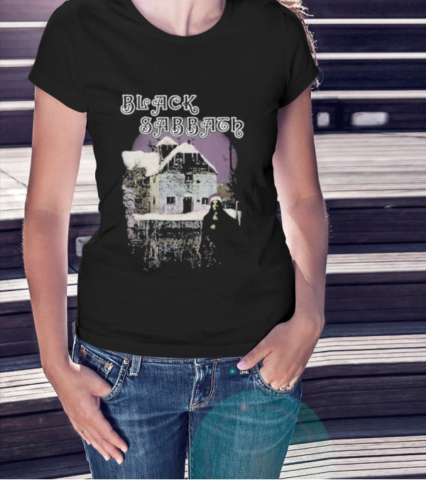 Black Sabbath Holiday Album Snowy House Scene T-Shirt