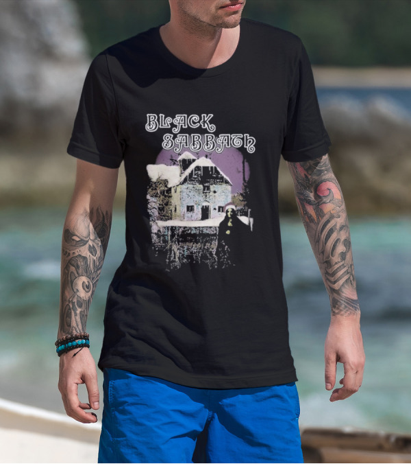 Black Sabbath Holiday Album Snowy House Scene T-Shirt