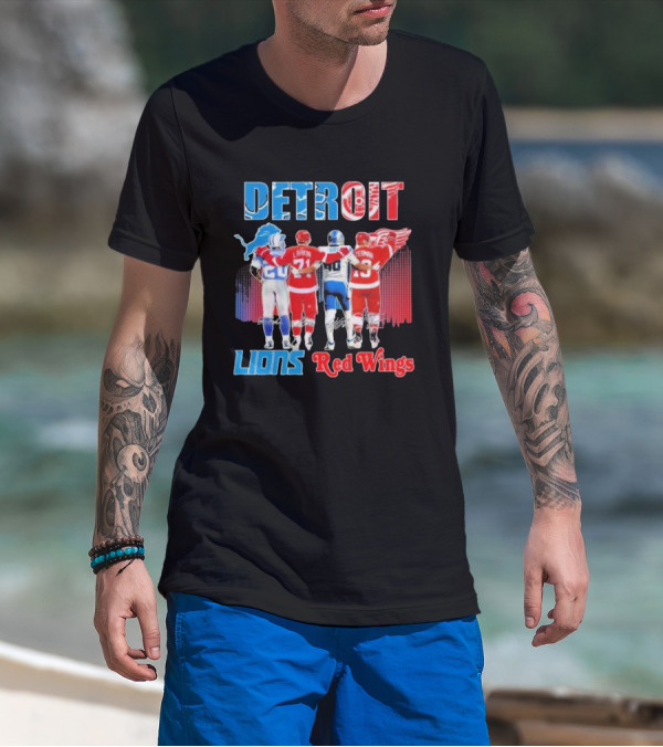 Detroit Lions Red Wings Legends Larkin Goff Yzerman T-Shirt
