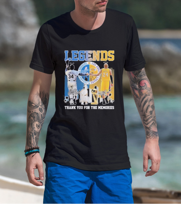 LEGENDS Dodgers Los Angeles Lakers Valenzuela Bryant Thank You For The Memories T-Shirt