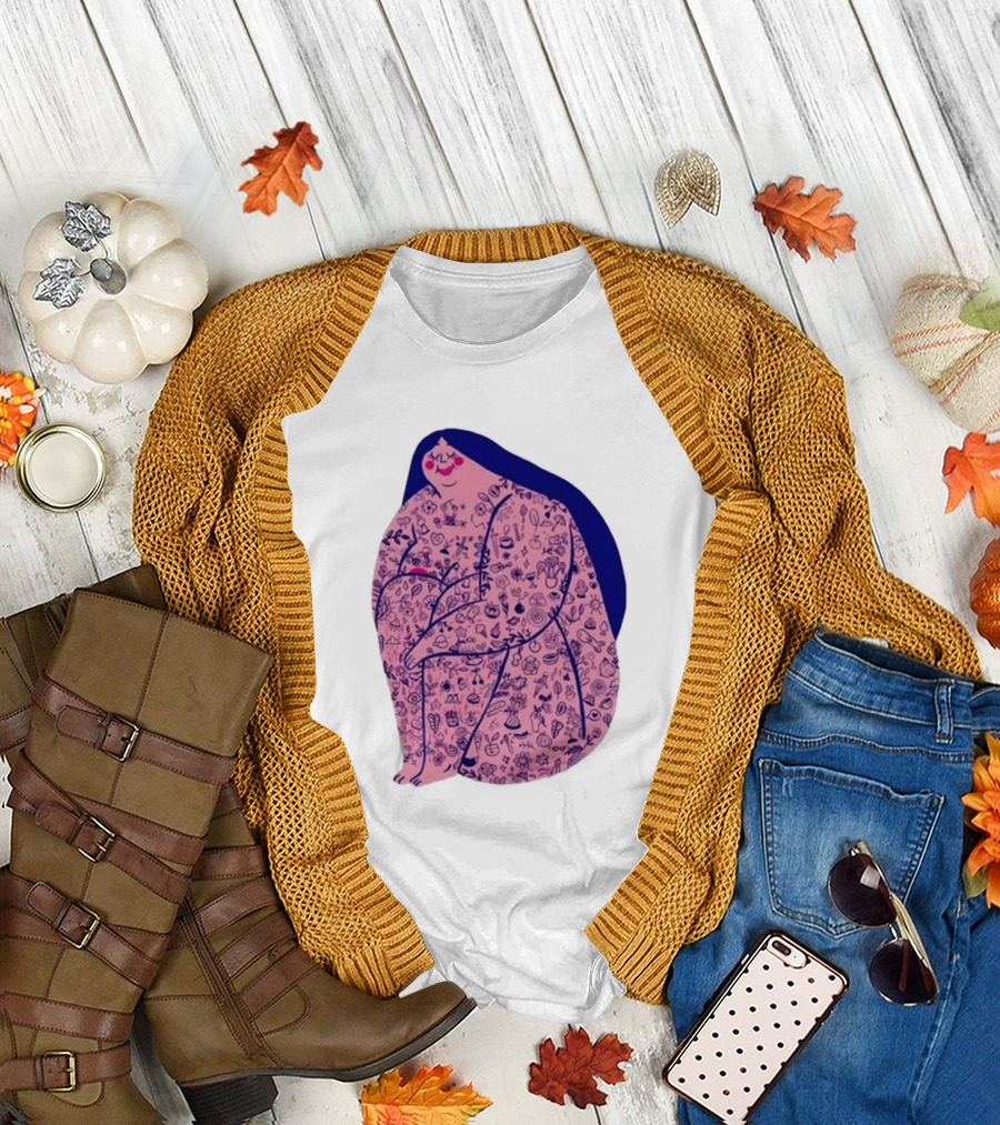 Limited Marie Boiseau Tatouée Illustration with Icons T-Shirt