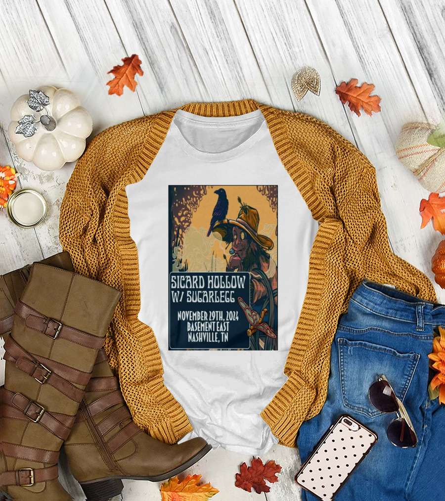 Sicard Hollow w/ SugarLegg Nov 29 2024 Basement East Nashville TN Crow and Scarecrow T-Shirt