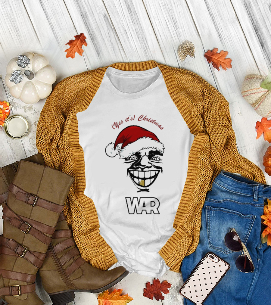 WAR Yes It’s Christmas Santa Grinning Face T-Shirt