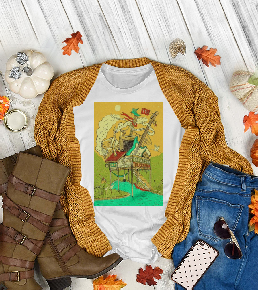 Tedeschi Trucks Band Chattanooga Tennessee November 4 2024 Tour Poster Art Vibrant Musical House Scene T-Shirt
