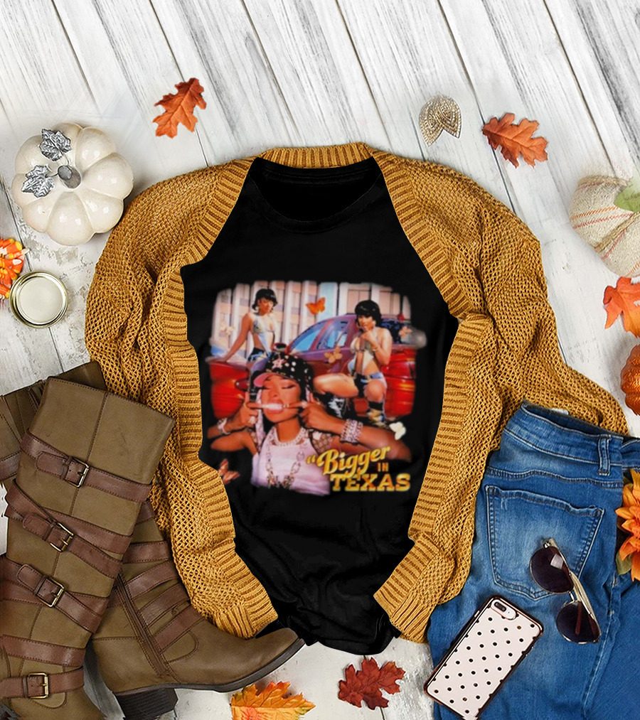 Bigger In Texas Retro Car and Girls T-Shirt