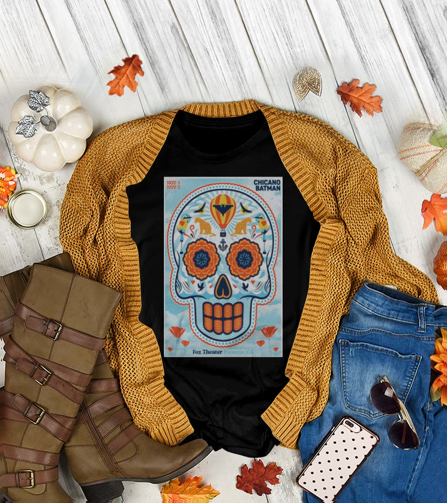 Fox Theater Pomona CA Chicano Batman Tour November 1-2 2024 Day of the Dead Skull T-Shirt