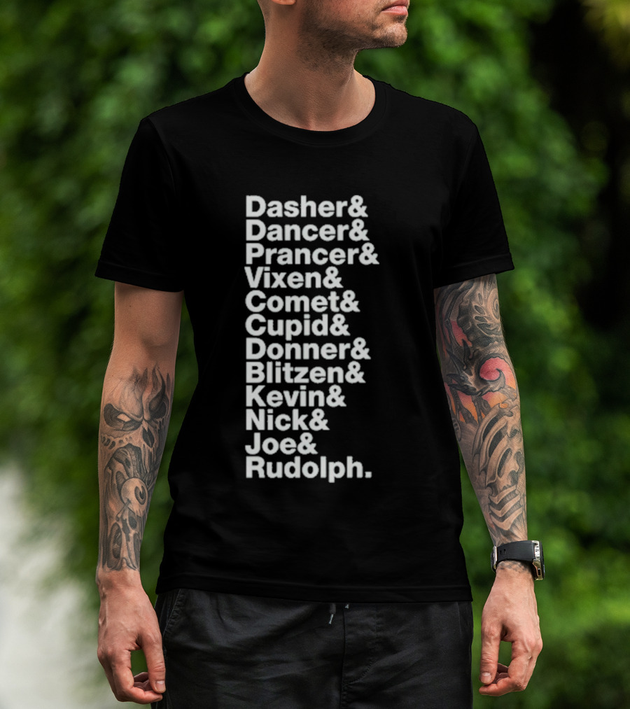 Reindeer X Jonas Brothers Kevin Nick Joe Green Playlist T-Shirt