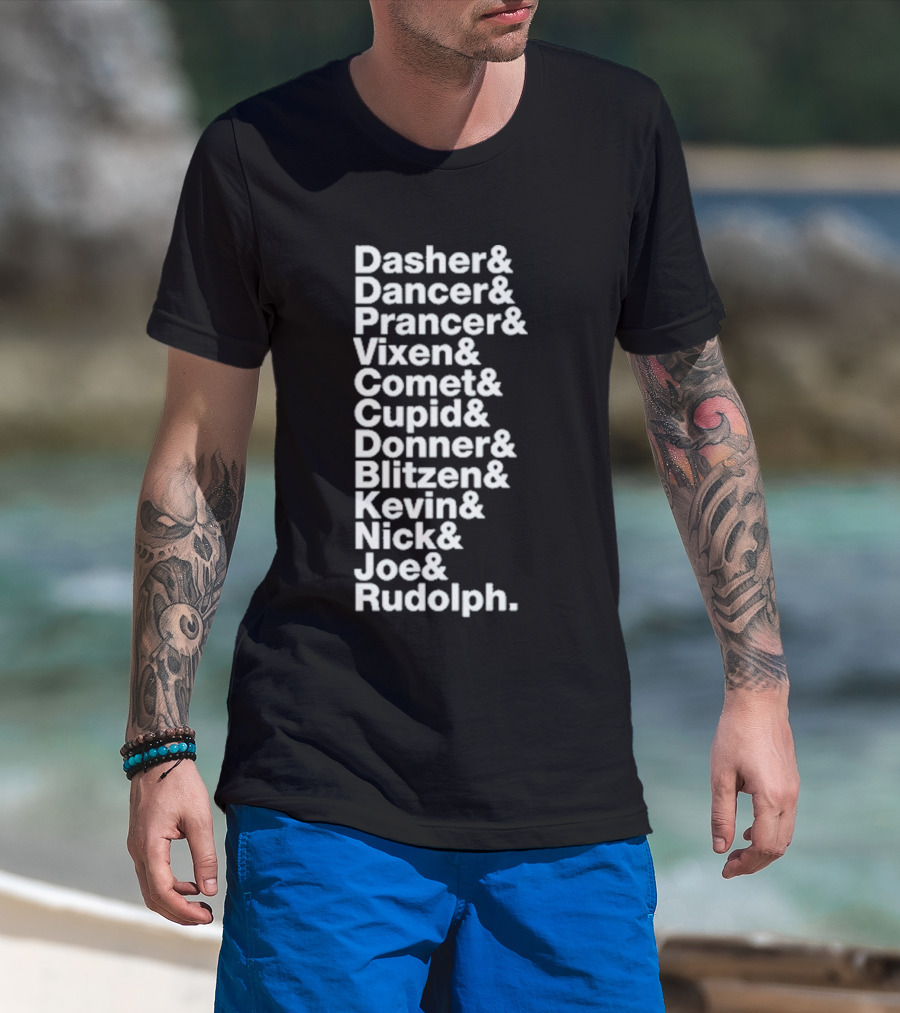 Reindeer X Jonas Brothers Kevin Nick Joe Green Playlist T-Shirt