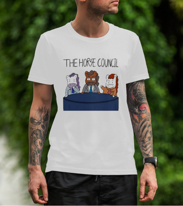 Jimothy Cool The Horse Council Cartoon Panel Meeting T-Shirt