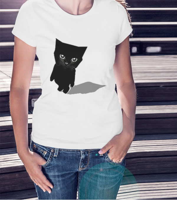 Sluj Art Bro Cute Black Cat Pixelated T-Shirt