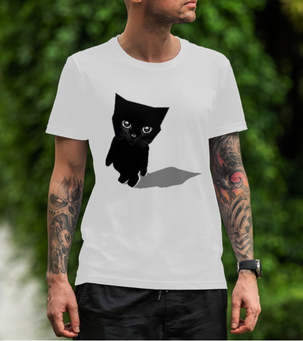 Sluj Art Bro Cute Black Cat Pixelated T-Shirt
