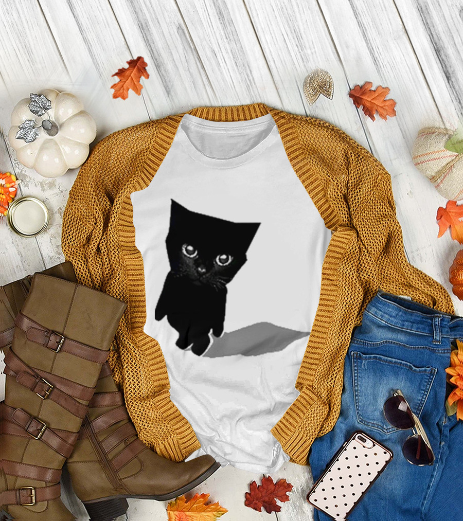Sluj Art Bro Cute Black Cat Pixelated T-Shirt