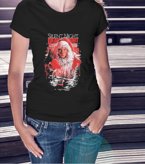 Silent Night Deadly Night Santa's Slay With Axe In Creepy Christmas Scene T-Shirt
