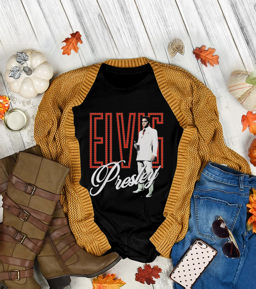 Elvis Presley White Suit Retro Lights T-Shirt
