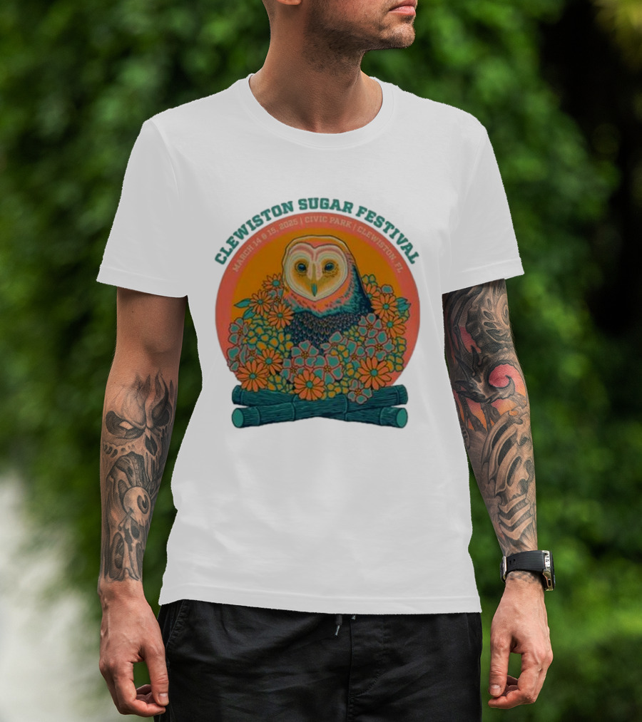 Clewiston Sugar Festival March 14-15 2025 Civic Park Clewiston FL Owl And Flowers T-Shirt