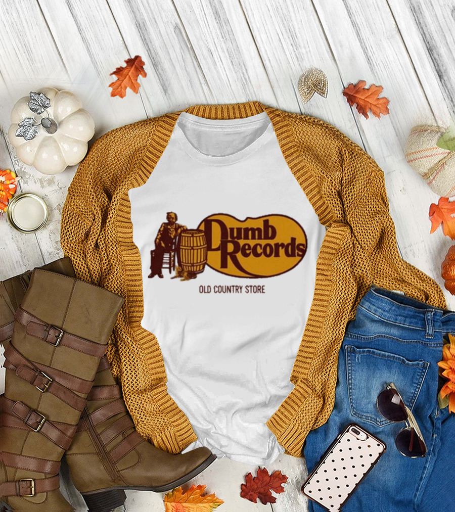 Dumb Records Old Country Store Barrel and Seated Figure T-Shirt