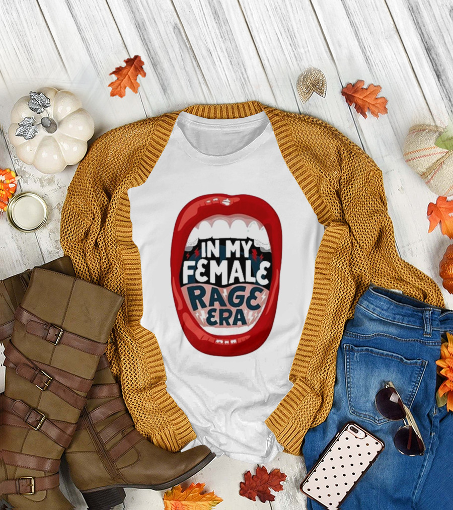 The Reswiftance In My Female Rage Era Red Lips Bold Typography T-Shirt