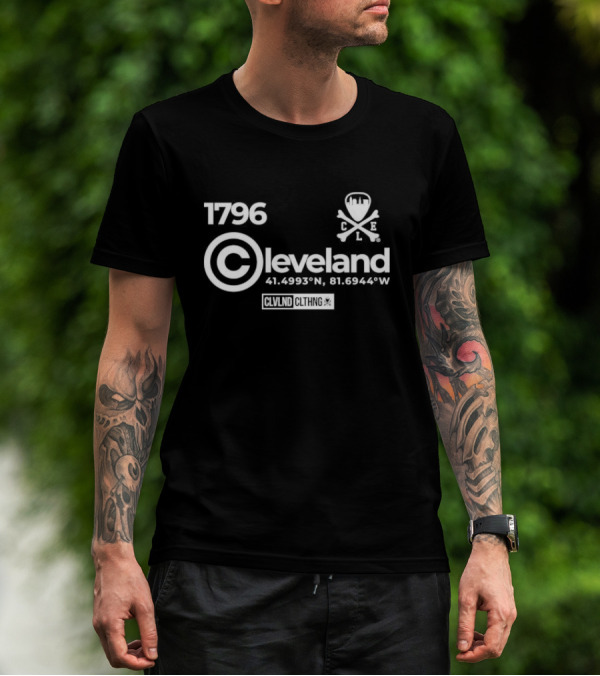 1796 Copyright Cleveland CLVNLD CLTHNG Coordinates 41.4993°N 81.6944°W CLE T-Shirt