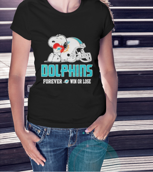 Dolphins Forever Win Or Lose Snoopy Miami Helmet T-Shirt