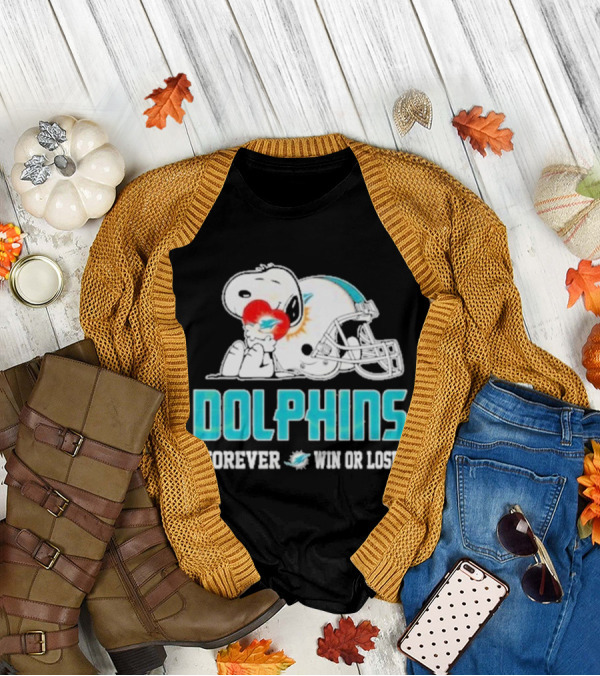 Dolphins Forever Win Or Lose Snoopy Miami Helmet T-Shirt