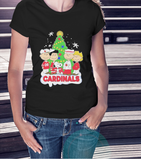 Arizona Cardinals Snoopy Christmas Peanuts Characters Cardinals Fans T-Shirt