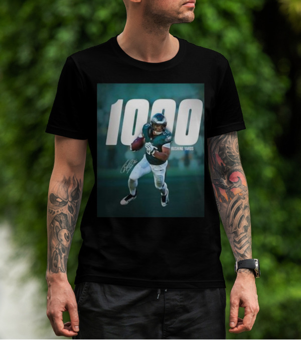 1000 Rushing Yards Football Player Signature T-Shirt