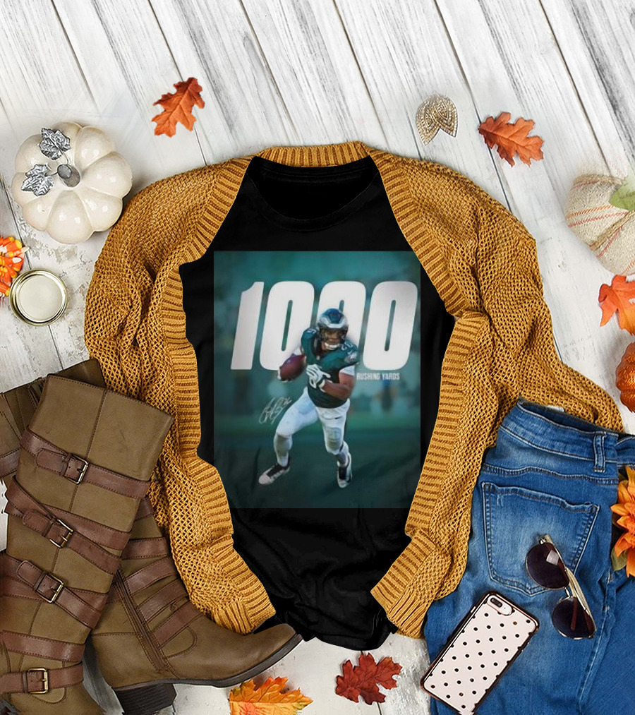 1000 Rushing Yards Football Player Signature T-Shirt