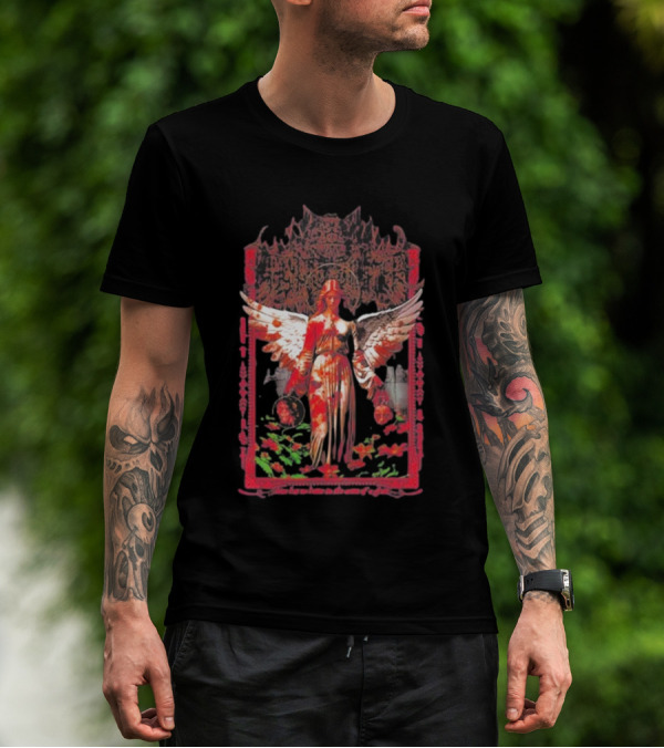 Warfare Angel Reap What This Life Has Sowed Gothic Winged Figure With Floral Accents T-Shirt