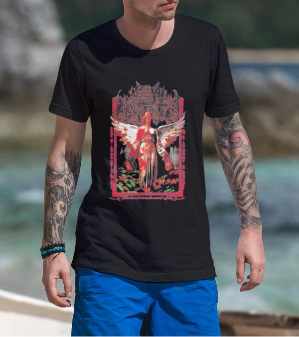 Warfare Angel Reap What This Life Has Sowed Gothic Winged Figure With Floral Accents T-Shirt