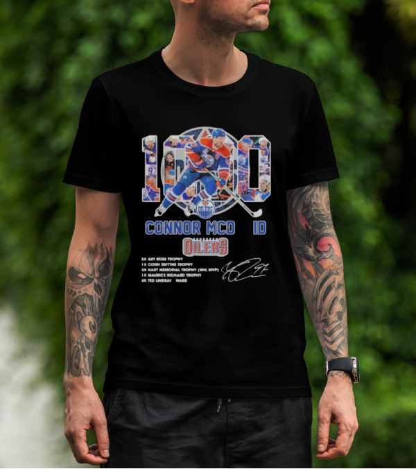 Connor McDavid 1000 Edmonton Oilers NHL Achievements Signature Collection T-Shirt