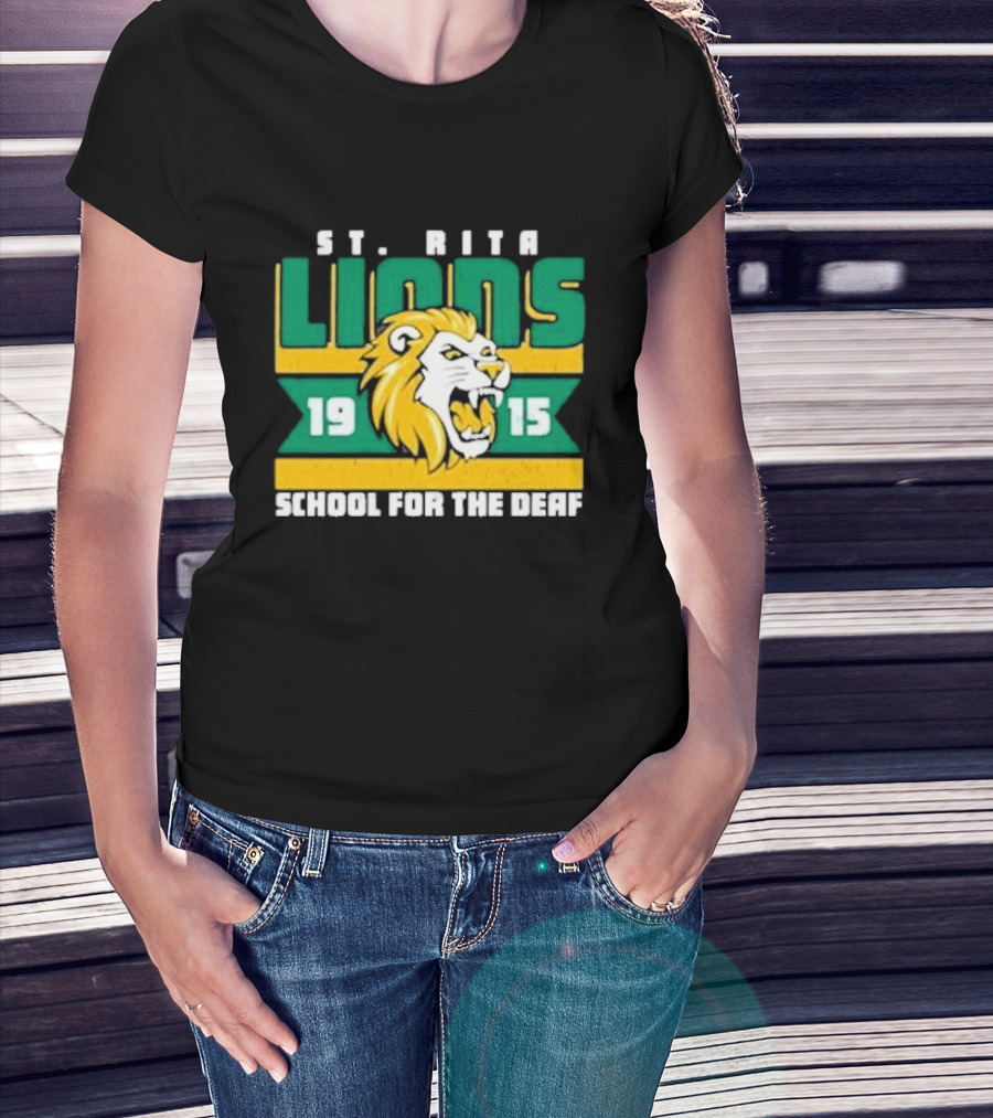 St. Rita Lions 1915 School For The Deaf Roaring Lion Emblem T-Shirt