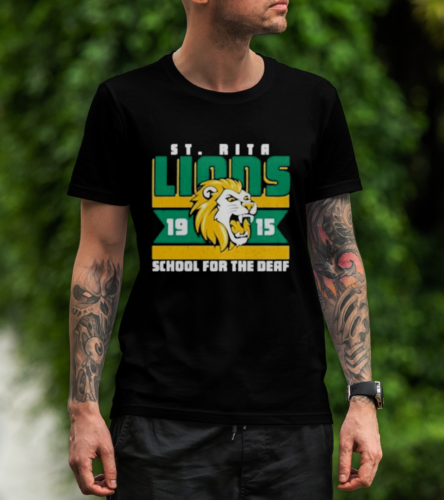 St. Rita Lions 1915 School For The Deaf Roaring Lion Emblem T-Shirt