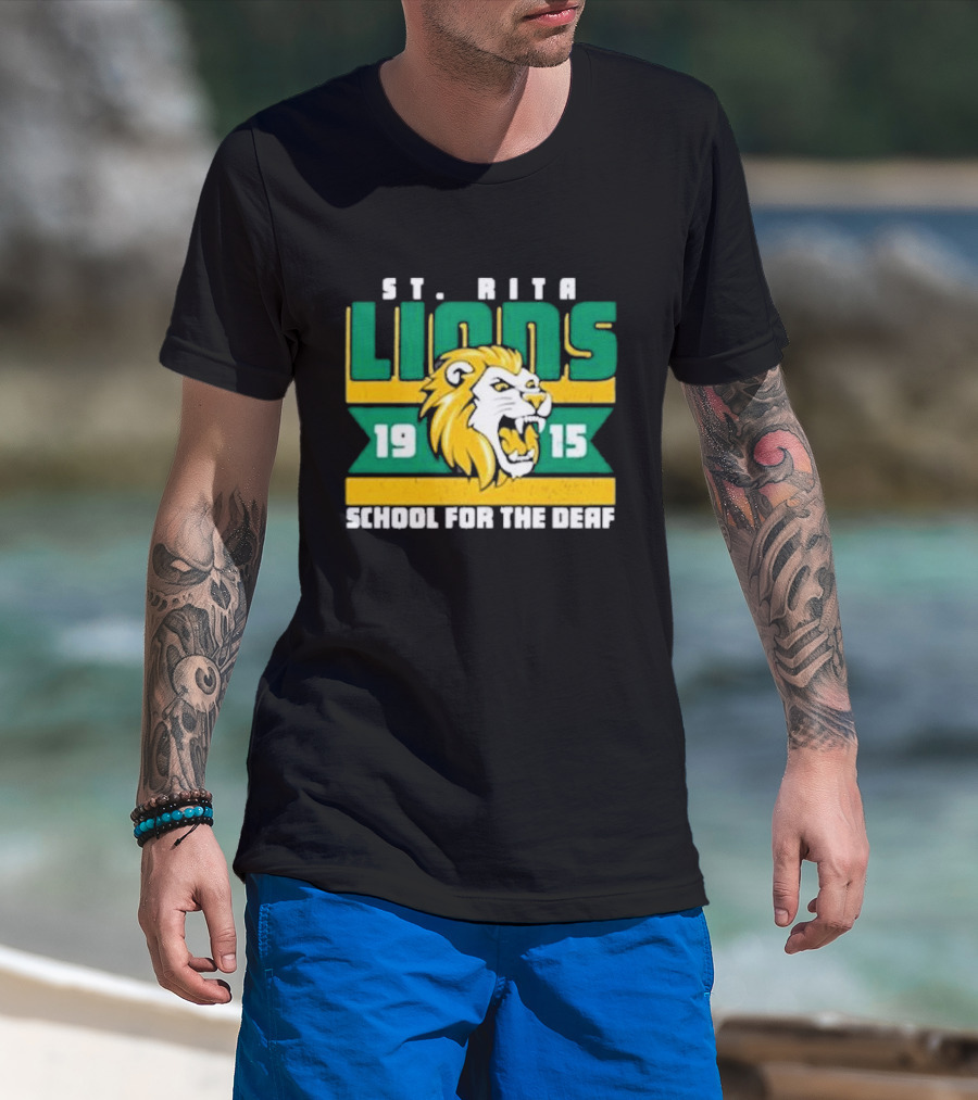 St. Rita Lions 1915 School For The Deaf Roaring Lion Emblem T-Shirt