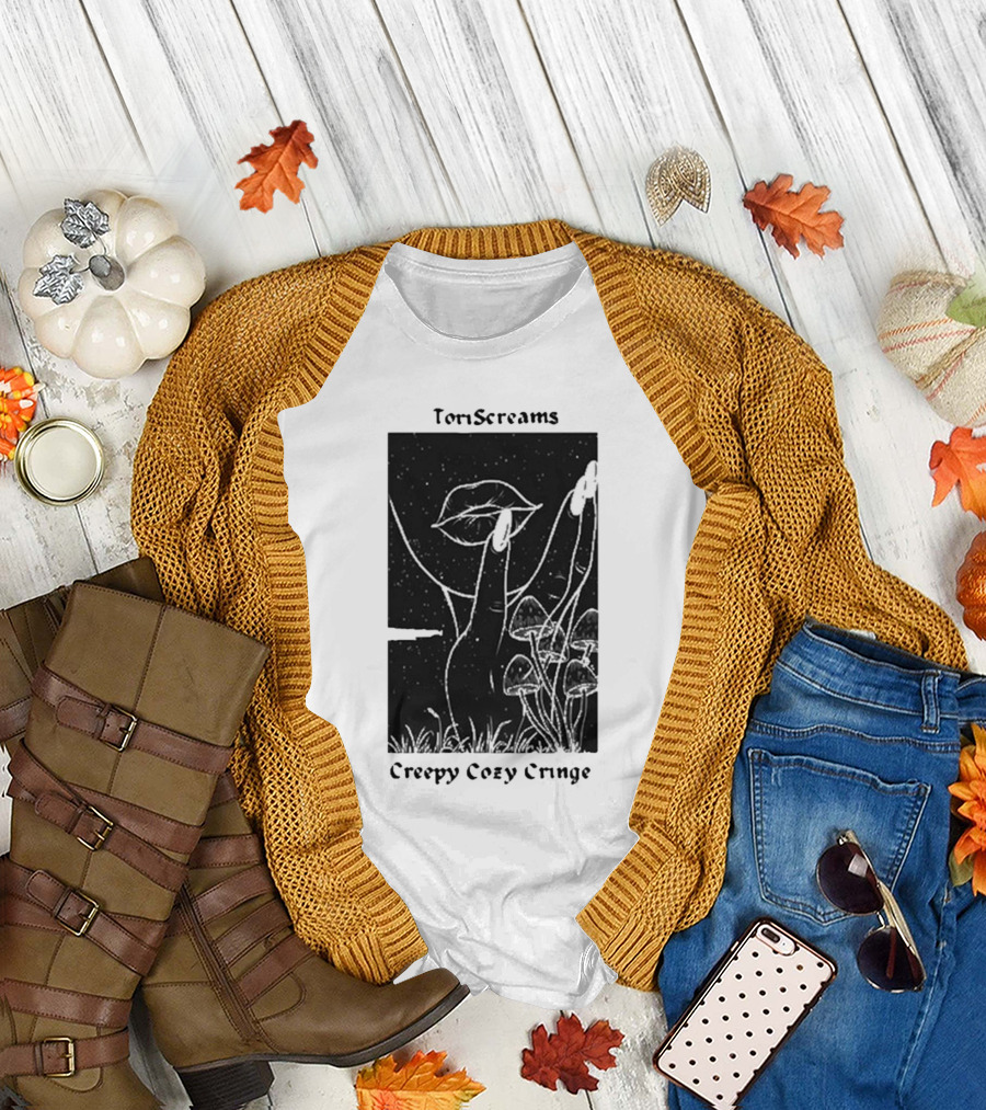ToriScreams Creepy Cozy Cringe Lips Mushrooms Stars T-Shirt