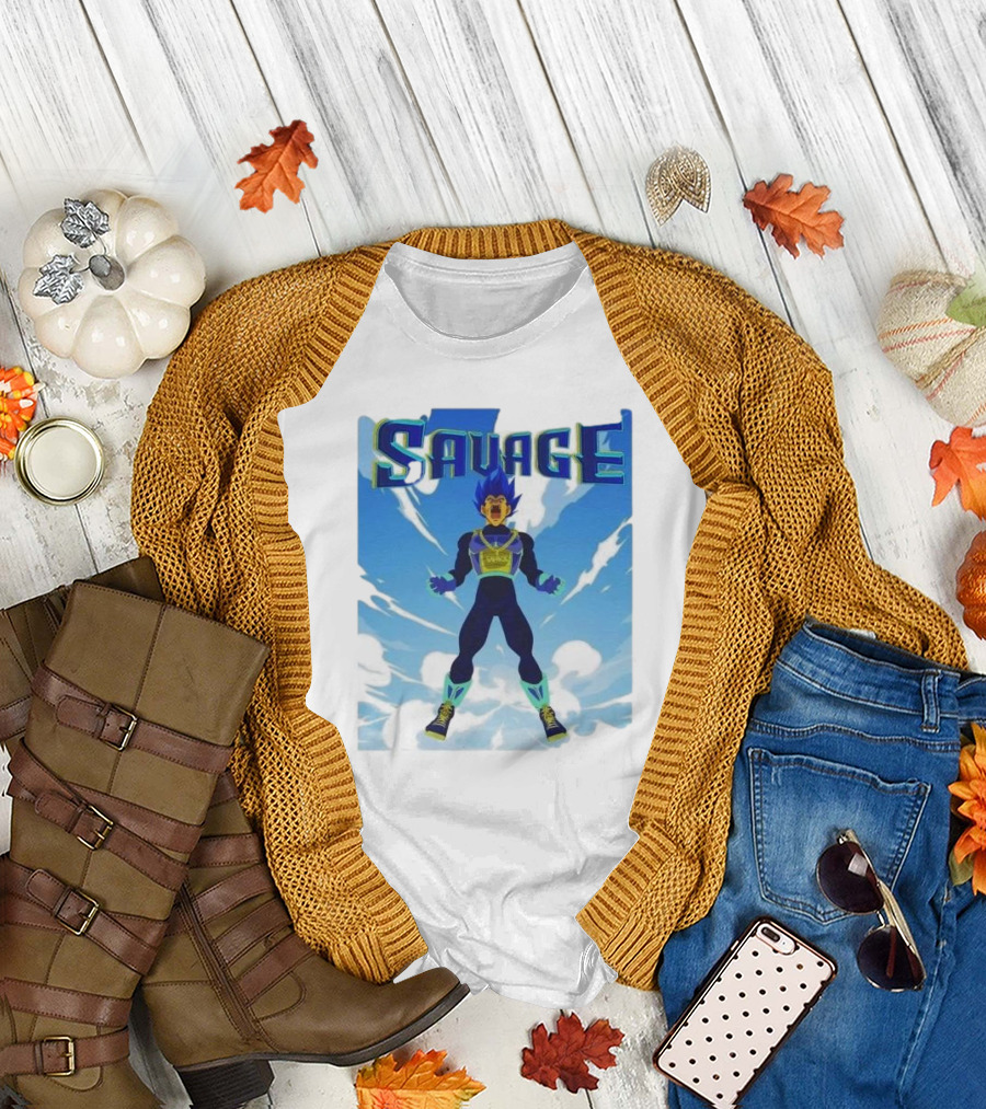Vegeta Blue Saiyan Savage Super Warrior Transformation Scene T-Shirt