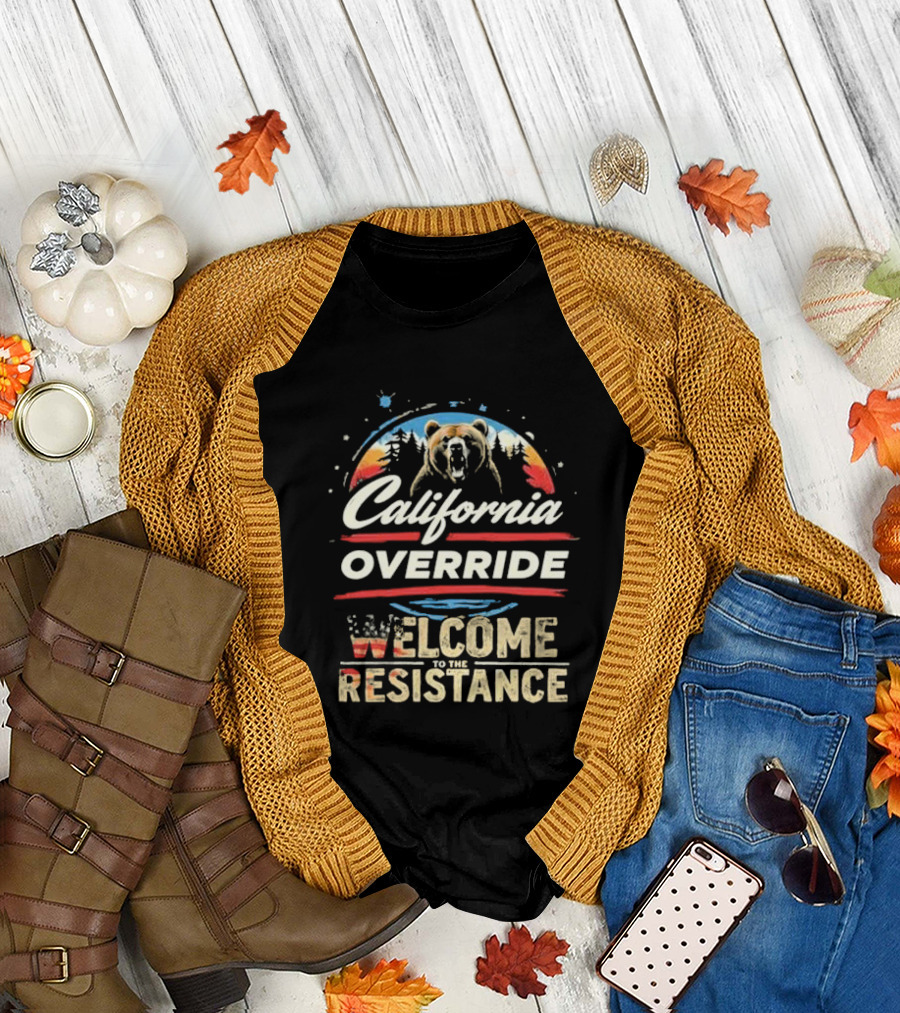 California Override Bear Sunset Welcome to the Resistance T-Shirt