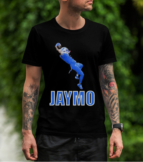 Jaymo Football Catch Jump Athlete Sports Blue Uniform T-Shirt