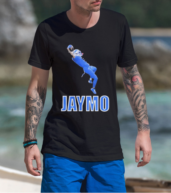 Jaymo Football Catch Jump Athlete Sports Blue Uniform T-Shirt